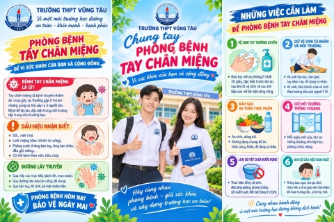 Infographic tuyên truyền các biện pháp phòng, chống bệnh tay chân miệng tại Trường THPT Vũng Tàu