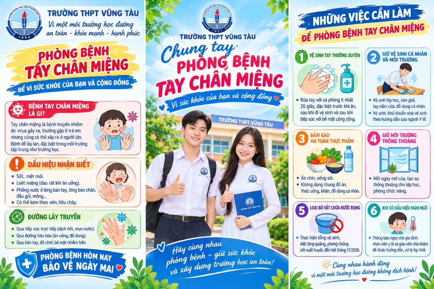 Trường THPT Vũng Tàu: Chung tay phòng bệnh tay chân miệng