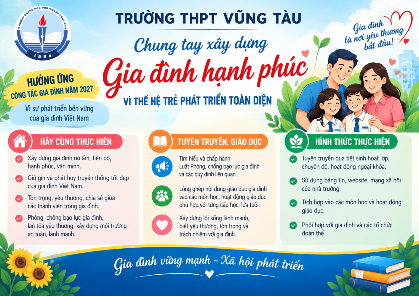 Trường THPT Vũng Tàu hưởng ứng thông điệp gia đình hạnh phúc
