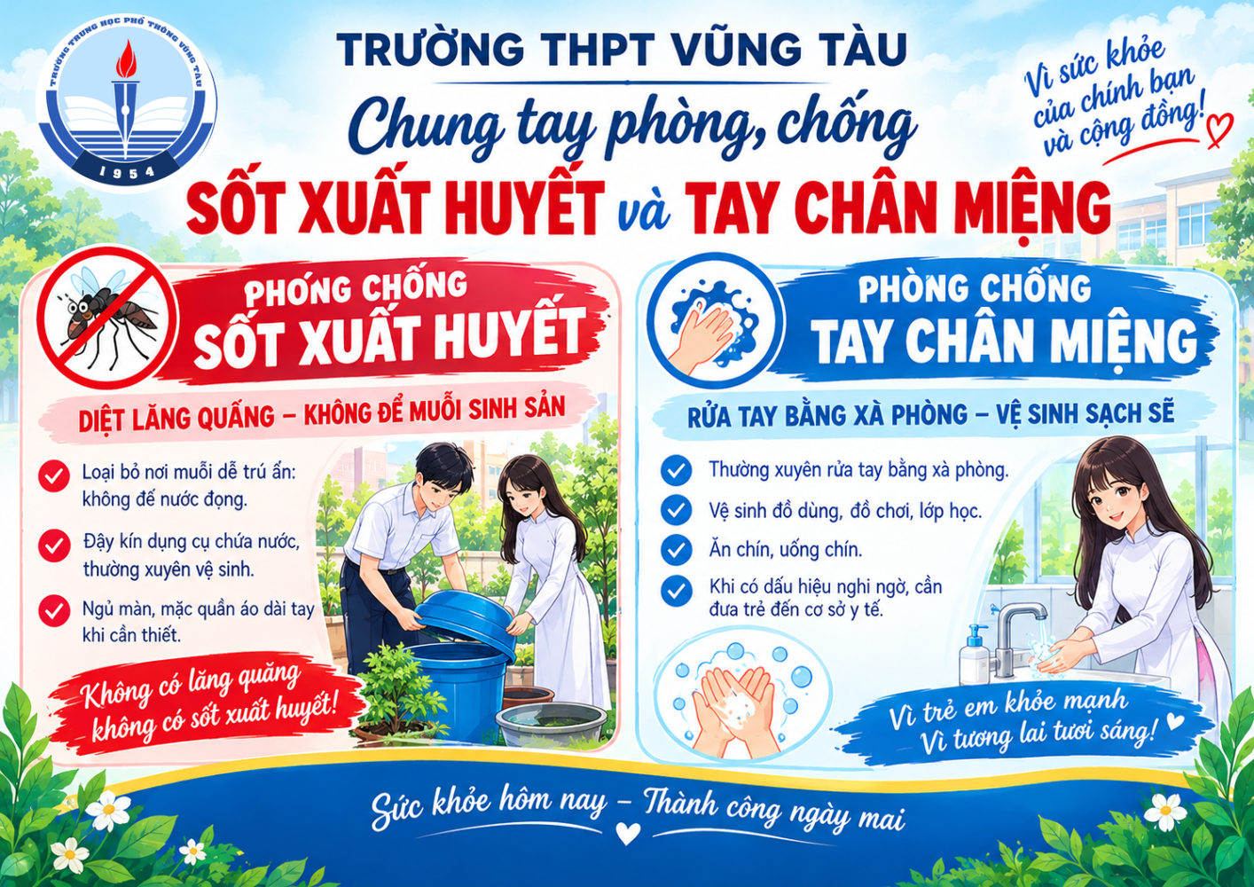 Trường THPT Vũng Tàu: Phòng bệnh sốt xuất huyết, tay chân miệng